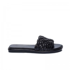 Black Women Bernardo Troy Woven Slide Sandals | TOI6258ZA