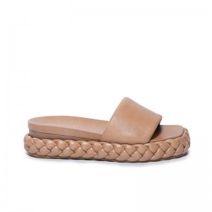 Brown Women Bernardo Charleston Braided Slide Sandals | PRB5880NQ