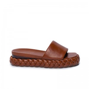 Chocolate Women Bernardo Charleston Braided Slide Sandals | MPJ7992IQ