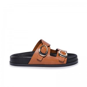 Dark Brown Women Bernardo Evie Slide Sandals | KMP1940LK