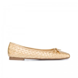 Gold Women Bernardo Gwynn Woven Ballet Flats | XLL2419DU