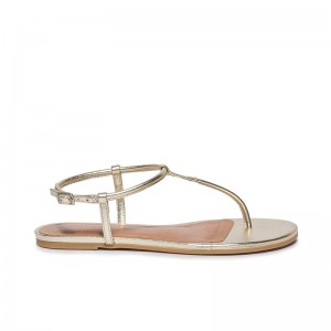 Gold Women Bernardo Haven Thong Flat Sandals | FJY4328GQ