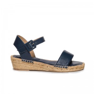 Navy Women Bernardo Madrid Espadrille Wedge Sandals | EEP6539AR