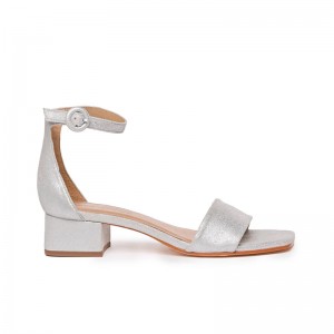 Silver Women Bernardo Jalena Low Heels Sandals | LCX6147QX