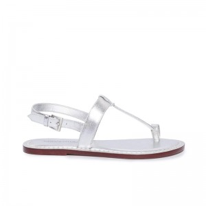 Silver Women Bernardo Maverick 2 Toe Ring Flat Sandals | WYR2433NJ