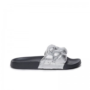 Silver Women Bernardo Rylee Pool Slide Sandals | FJX336CC