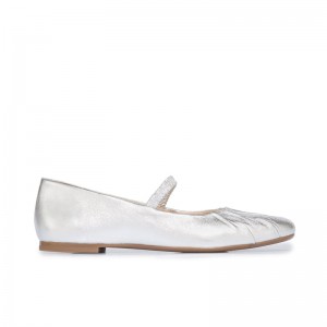 Silver Women Bernardo Savona Ballerina Ballet Flats | EKW2217DZ