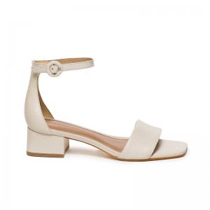 White Women Bernardo Jalena Low Heels Sandals | GKZ4148II