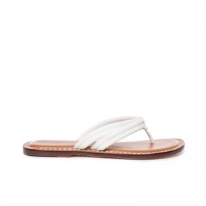 White Women Bernardo Miami Thong Slide Sandals | UFG432ZF