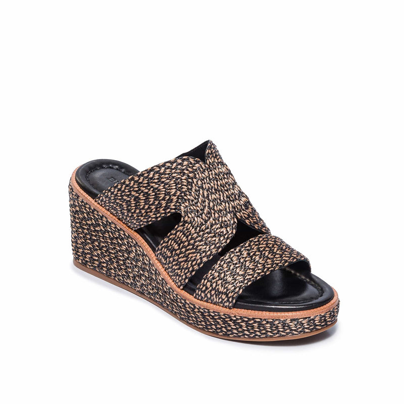 Black Brown Women Bernardo Kaian Raffia Wedge Sandals | OMN7666GD