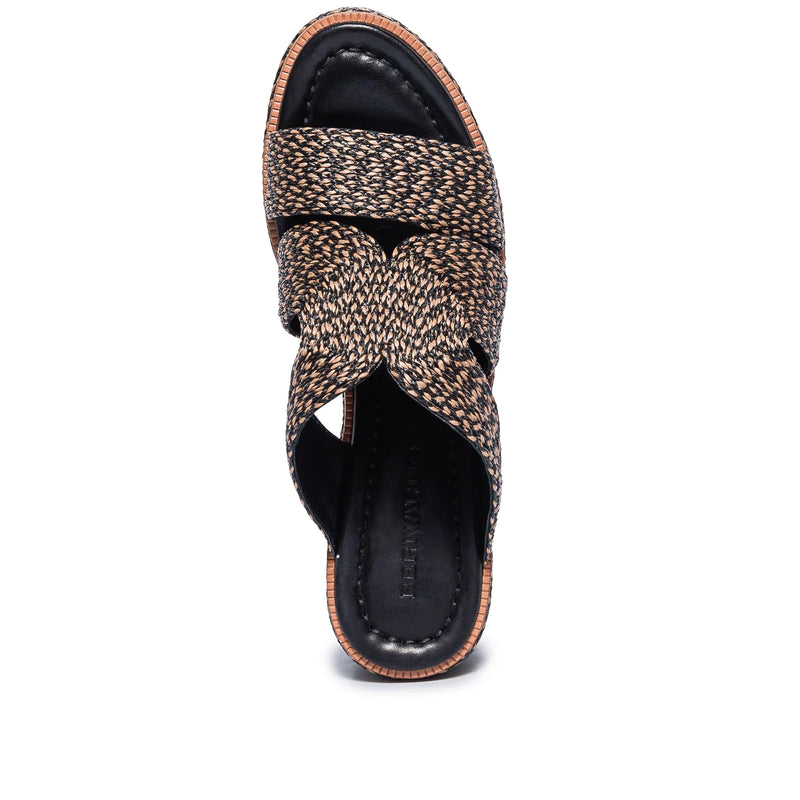 Black Brown Women Bernardo Kaian Raffia Wedge Sandals | OMN7666GD