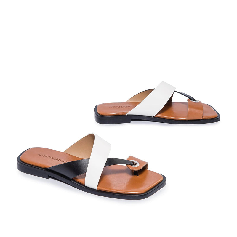 Black White Women Bernardo Amelia Cross Strap Slide Sandals | YGA3796UR