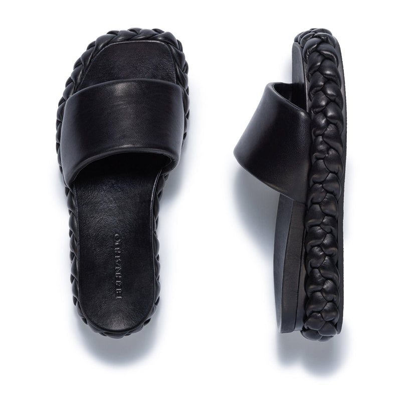 Black Women Bernardo Charleston Braided Slide Sandals | HAJ2520FR