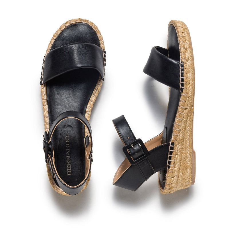 Black Women Bernardo Madrid Espadrille Wedge Sandals | TOX88HM