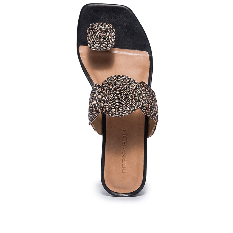 Black Women Bernardo Palermo Raffia Flat Sandals | FLZ3853XG