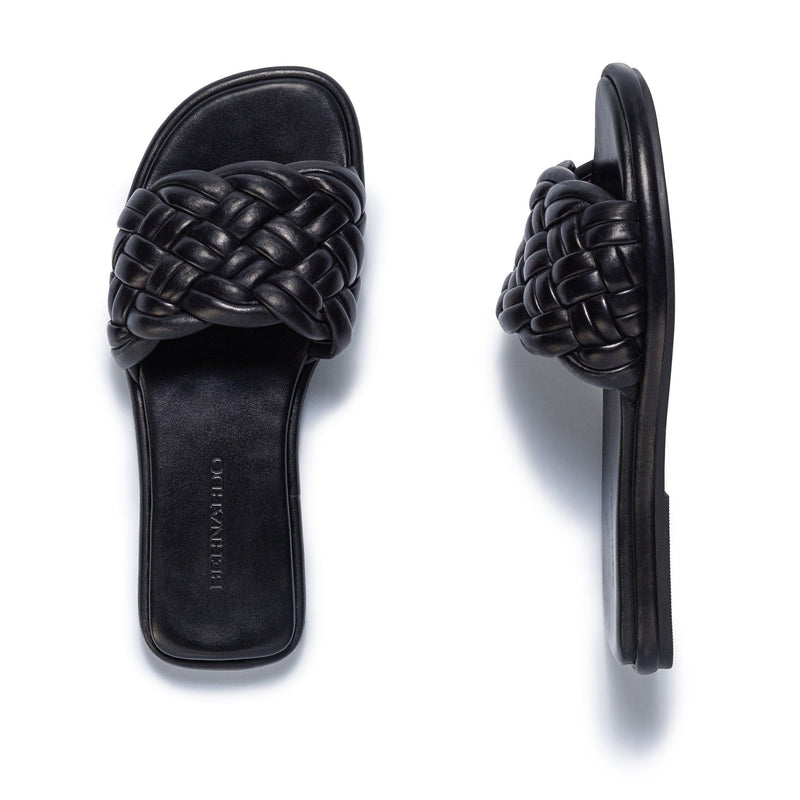 Black Women Bernardo Troy Woven Slide Sandals | XZG3245XP