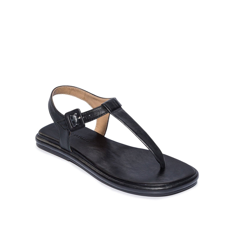 Black Women Bernardo Tucson T-Strap Flat Sandals | CKF2943IG