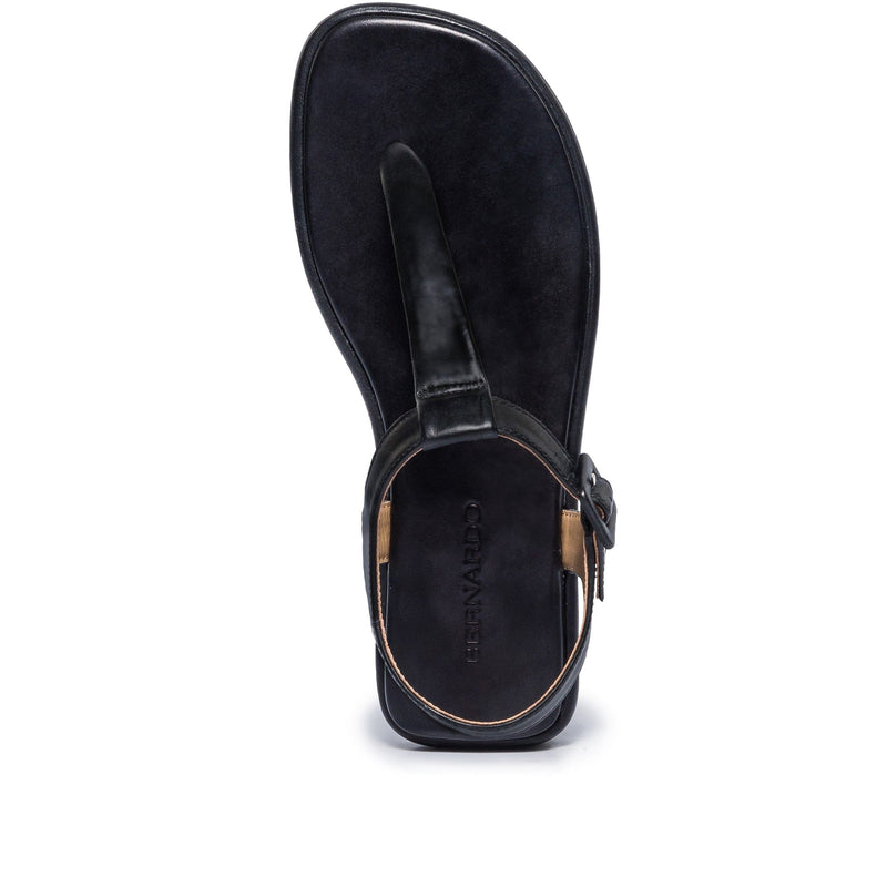 Black Women Bernardo Tucson T-Strap Flat Sandals | CKF2943IG