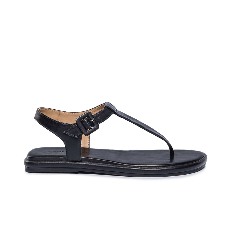 Black Women Bernardo Tucson T-Strap Flat Sandals | CKF2943IG