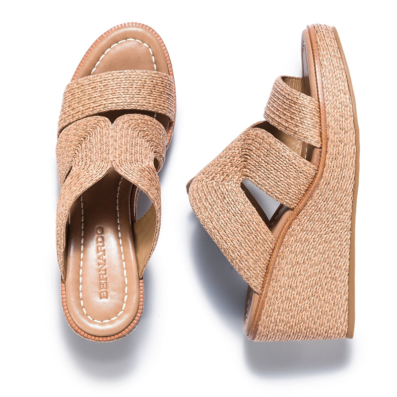 Brown Women Bernardo Kaian Raffia Wedge Sandals | LYR8430AN