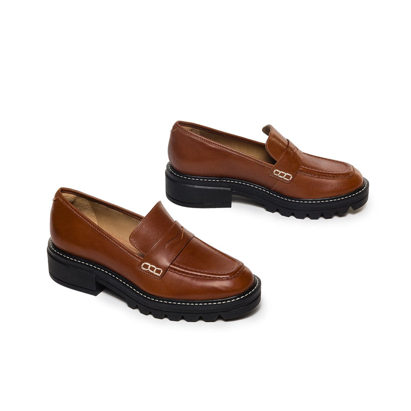 Dark Brown Women Bernardo Chandler Lug-Sole Loafers | BDB5736UR