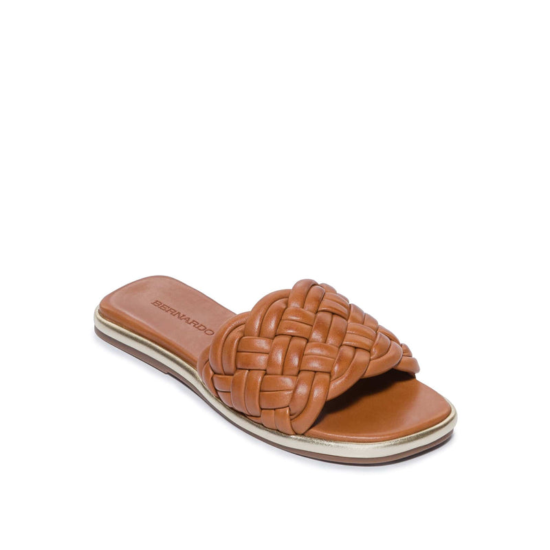 Dark Brown Women Bernardo Troy Woven Slide Sandals | MNU3732PA