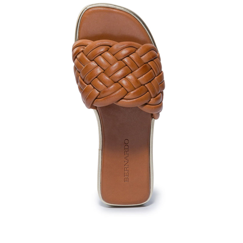 Dark Brown Women Bernardo Troy Woven Slide Sandals | MNU3732PA