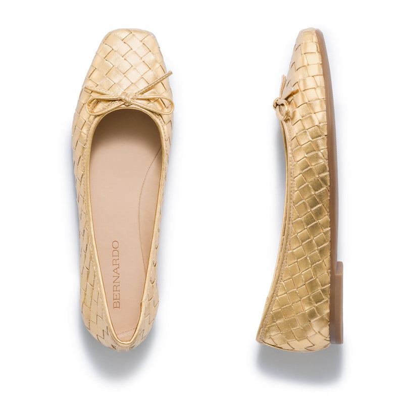 Gold Women Bernardo Gwynn Woven Ballet Flats | XLL2419DU