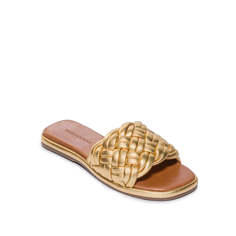 Gold Women Bernardo Troy Woven Slide Sandals | OFV8575TM