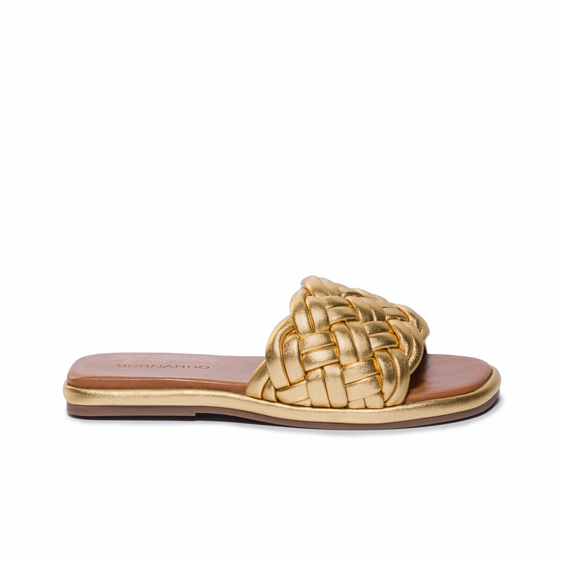 Gold Women Bernardo Troy Woven Slide Sandals | OFV8575TM