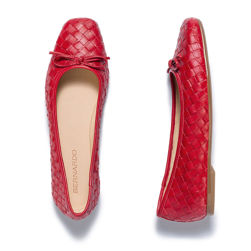 Red Women Bernardo Gwynn Woven Ballet Flats | XTX5232UM