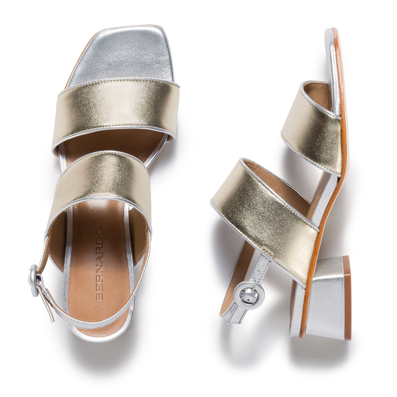 Silver Gold Women Bernardo Jasper Slingback Heels Sandals | GLJ1517UT