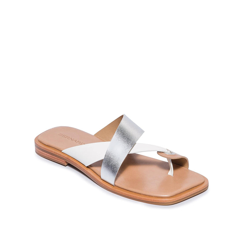 Silver White Women Bernardo Amelia Cross Strap Slide Sandals | MQM8056FU