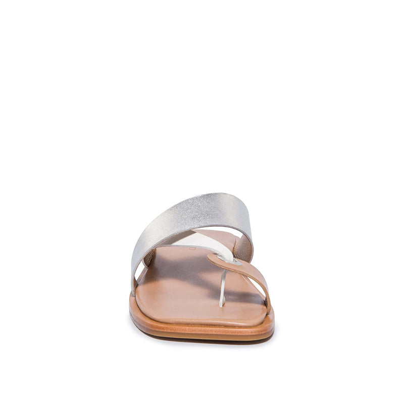 Silver White Women Bernardo Amelia Cross Strap Slide Sandals | MQM8056FU