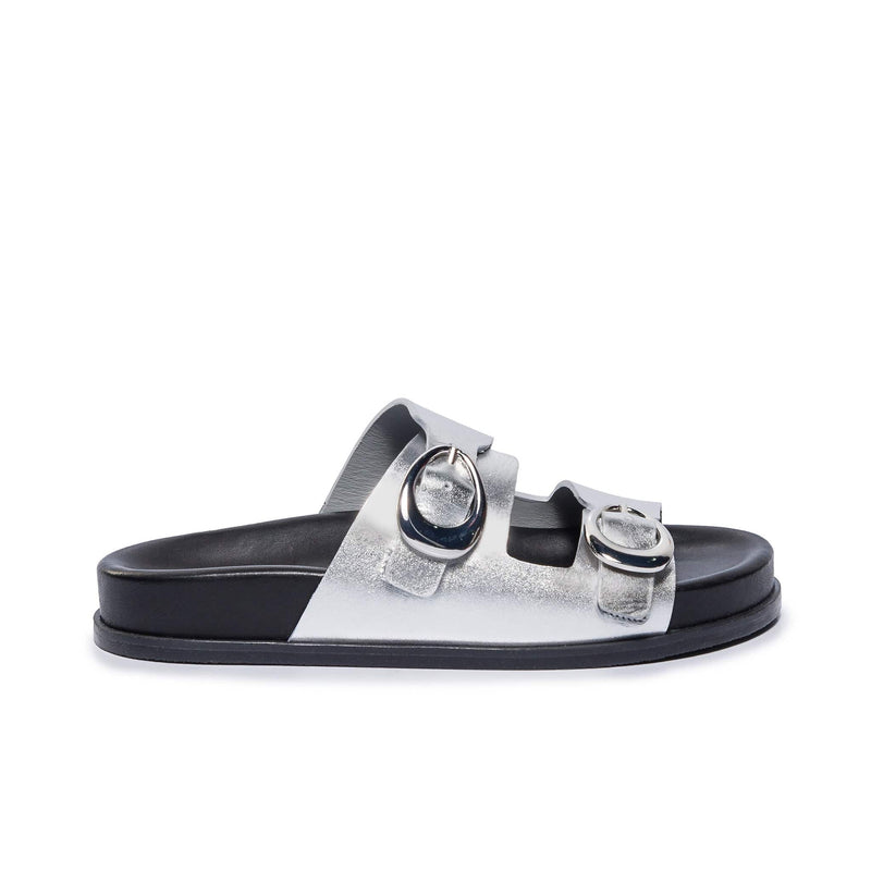 Silver Women Bernardo Evie Slide Sandals | XDD677TX