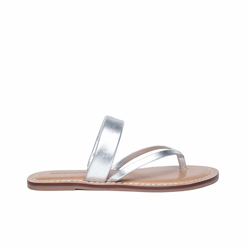 Silver Women Bernardo Leia Thong Flat Sandals | JLN697QI