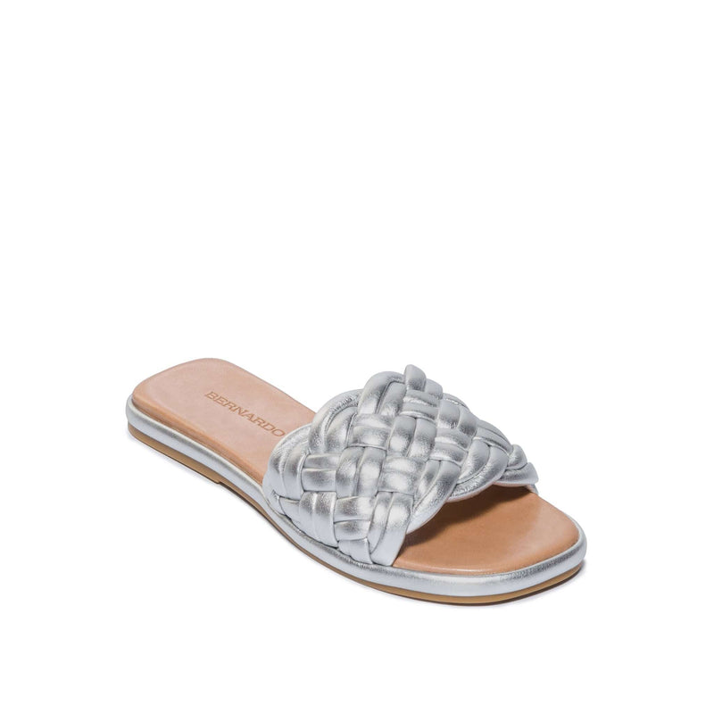 Silver Women Bernardo Troy Woven Slide Sandals | VGD562EP