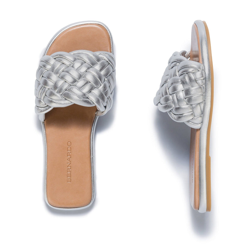 Silver Women Bernardo Troy Woven Slide Sandals | LJJ4151VZ