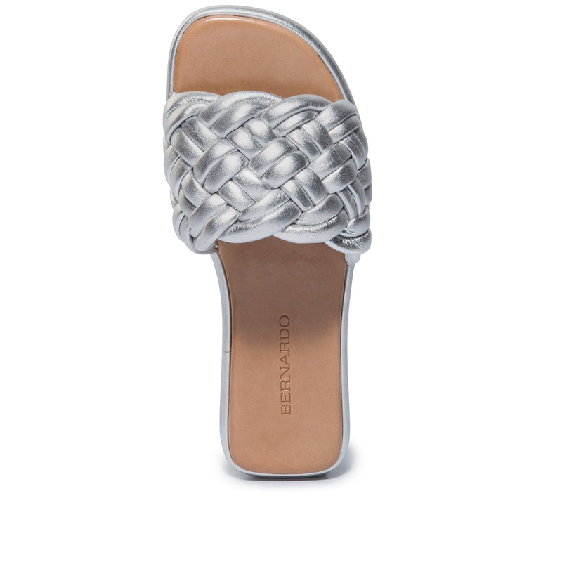 Silver Women Bernardo Troy Woven Slide Sandals | LJJ4151VZ