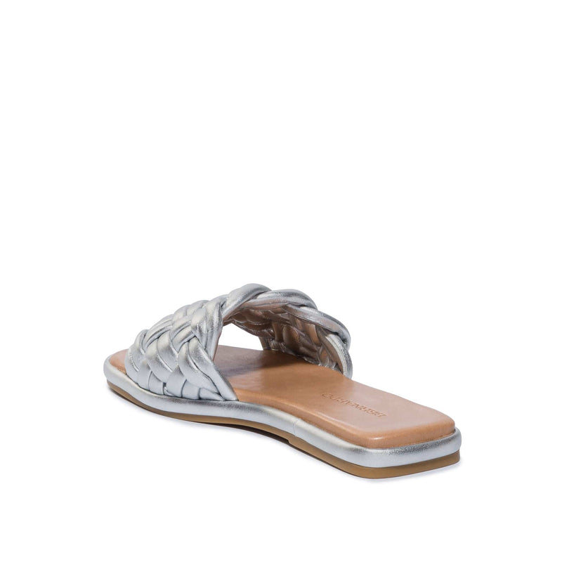 Silver Women Bernardo Troy Woven Slide Sandals | LJJ4151VZ