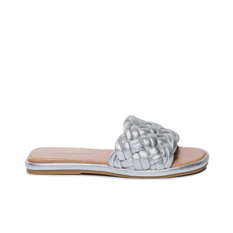 Silver Women Bernardo Troy Woven Slide Sandals | LJJ4151VZ