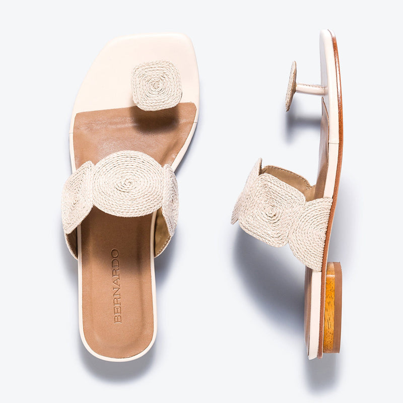 White Women Bernardo Palermo Raffia Flat Sandals | BOL1665SL